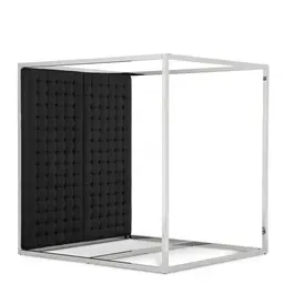 polished stainless steel | black leather look