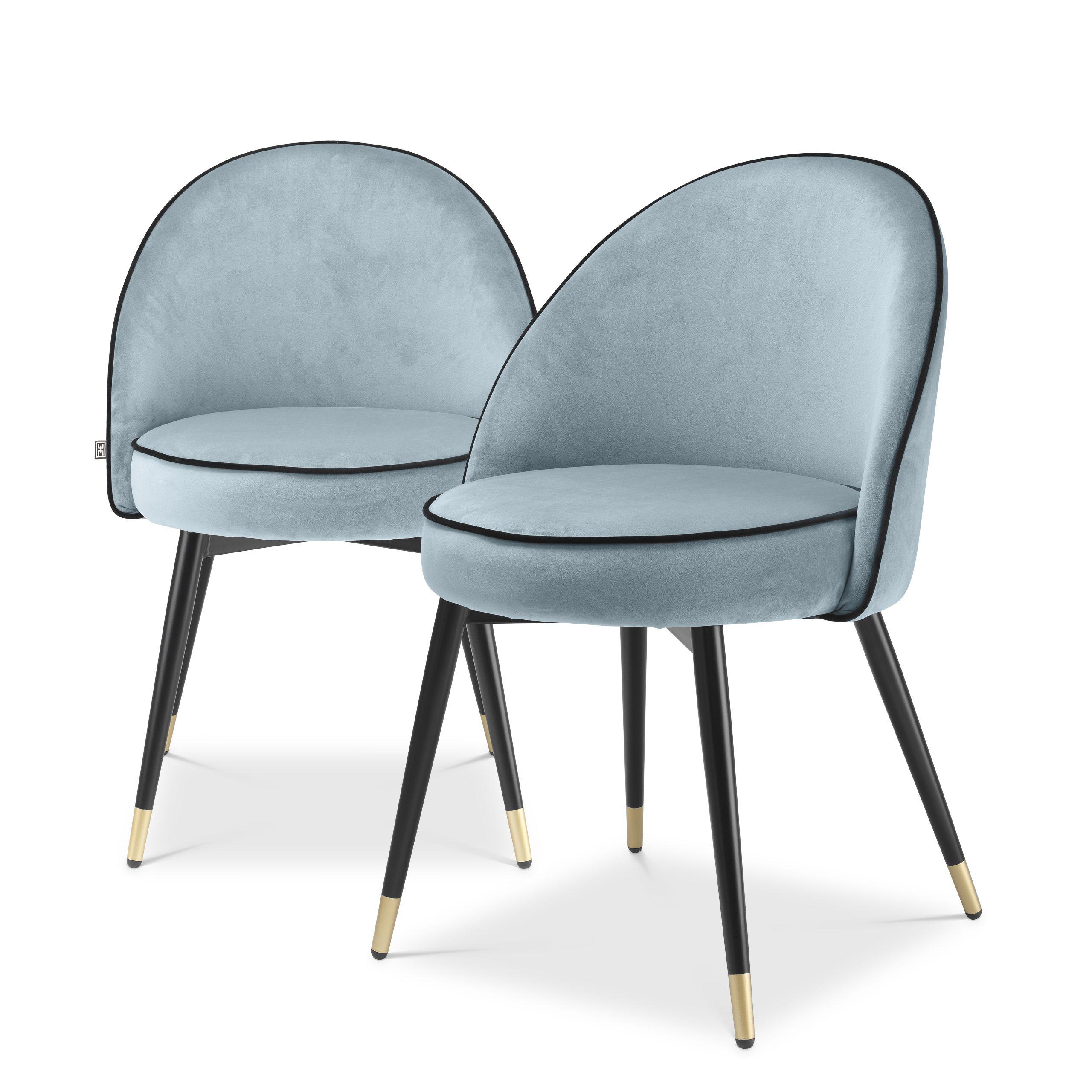 savona blue velvet | roche black piping | black & brass finish legs