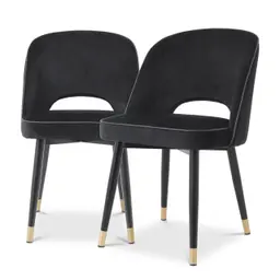 roche black velvet | black faux leather piping | black & brass finish legs
