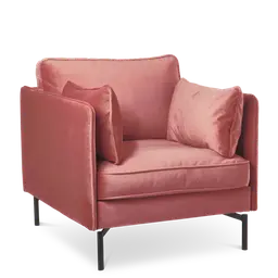 Light pink Laminated woodNozag springsFoamand powder coated metal legs