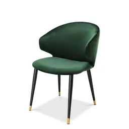 roche dark green velvet | black & gold finish legs with arms