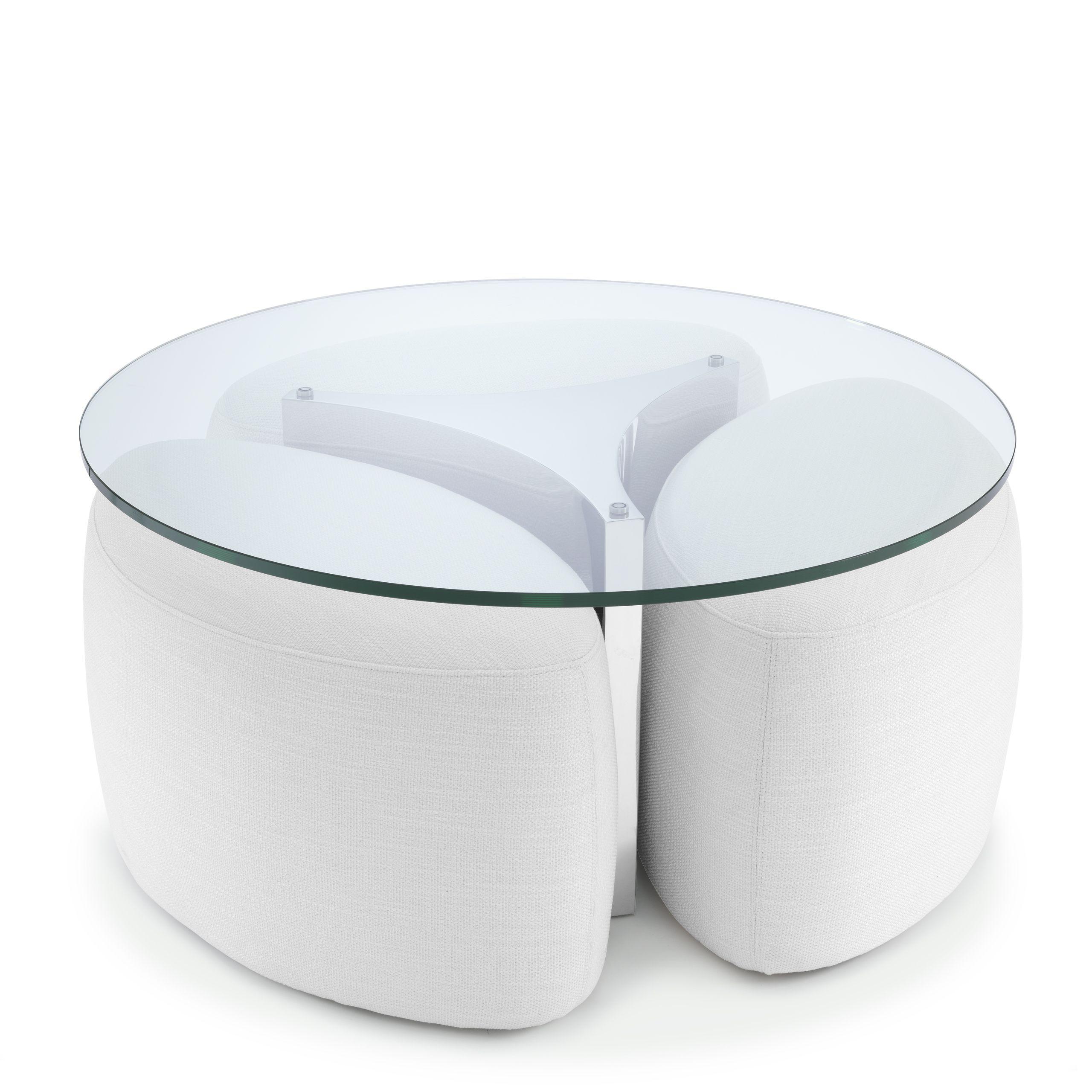 avalon white | polished stainless steel | clear glass