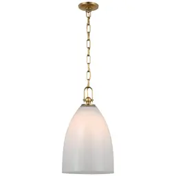 Antique-Burnished Brass White Glass