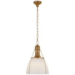 Antique-Burnished Brass White Glass