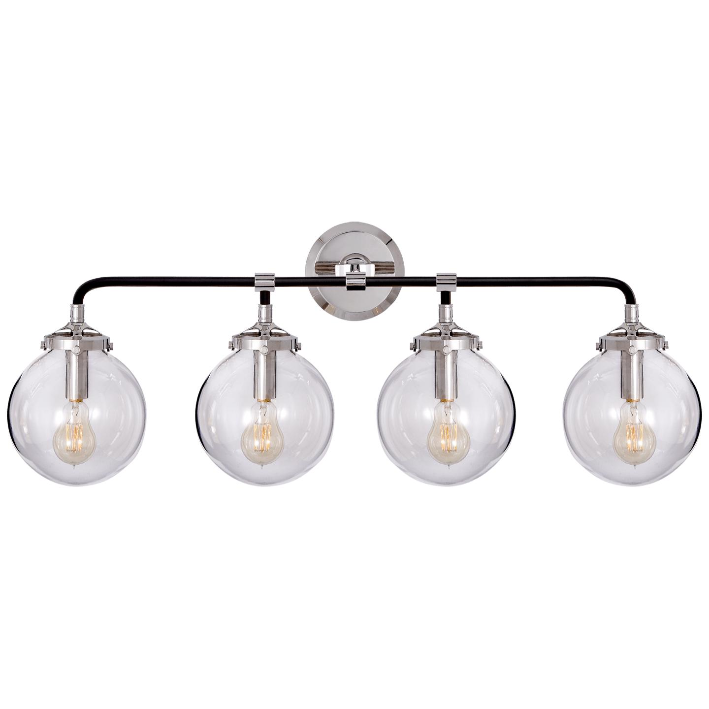 Polished Nickel and Black Clear Glass