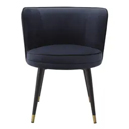 savona midnight blue velvet | black velvet piping | black & brass finish swivel base