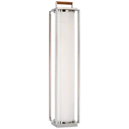 Polished Nickel and Teak White Glass
