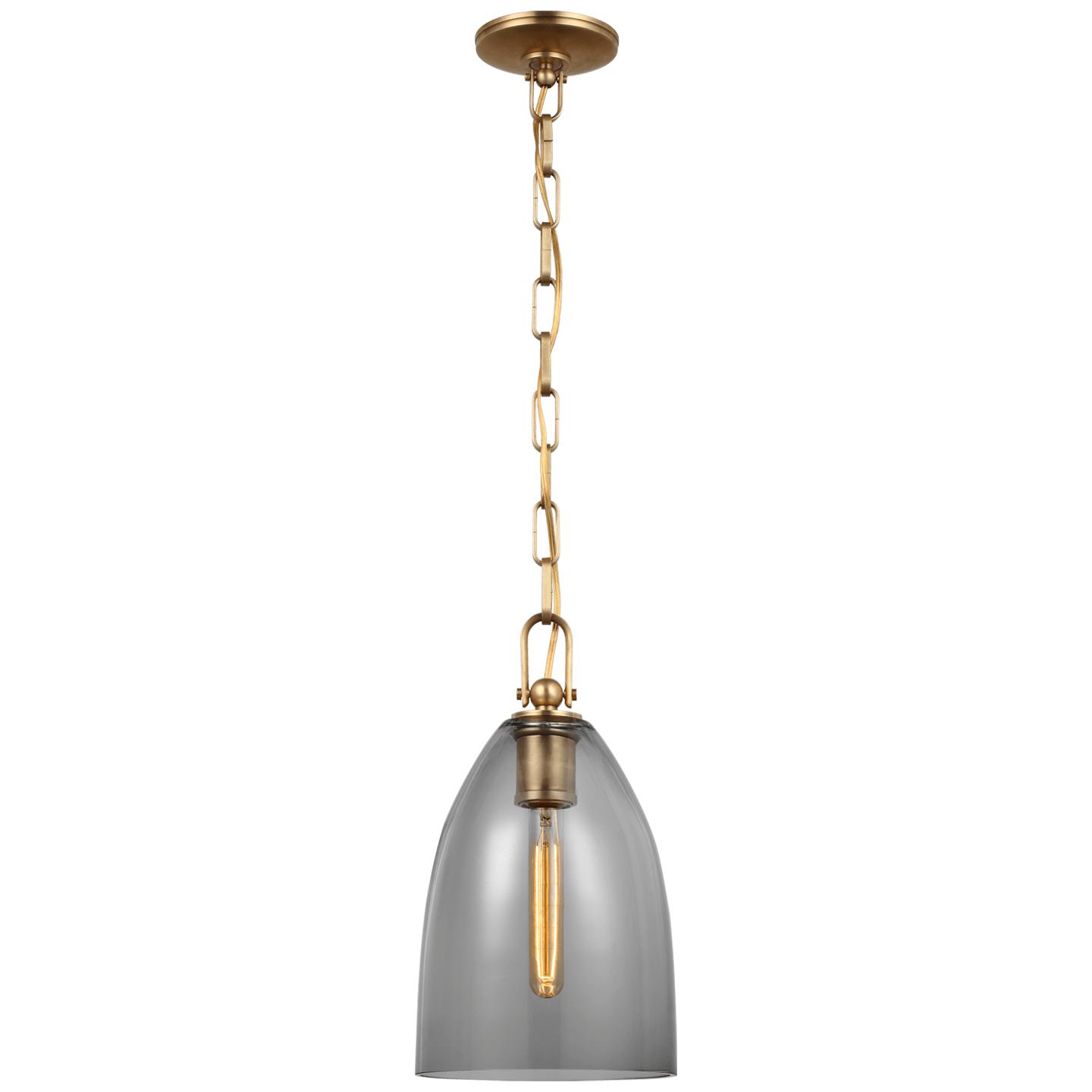 Antique-Burnished Brass Smoked Glass