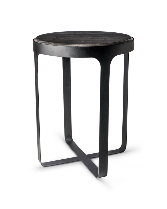 Black Powder coated ironTravertine stone top