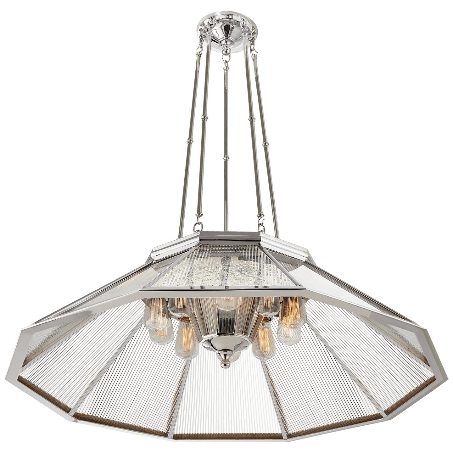 Polished Nickel Clear Ribbed Glass