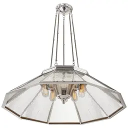 Polished Nickel Clear Ribbed Glass