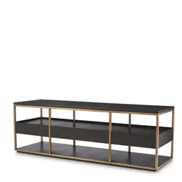 mocha straight oak veneer | brushed brass finish S