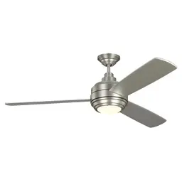 Satin Nickel Housing With Silver Blades with Light Kit