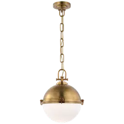 Antique-Burnished Brass White Glass