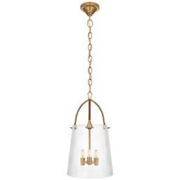 Natural Brass and Saddle Leather Clear Glass