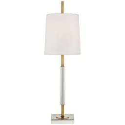 Hand-Rubbed Antique Brass with Crystal 8.25" x 9.25" x 10.75" Linen Square