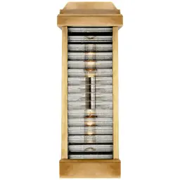 Antique-Burnished Brass Clear Ribbed Glass