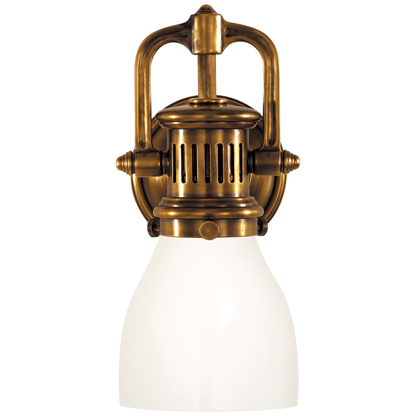 Hand-Rubbed Antique Brass White Glass