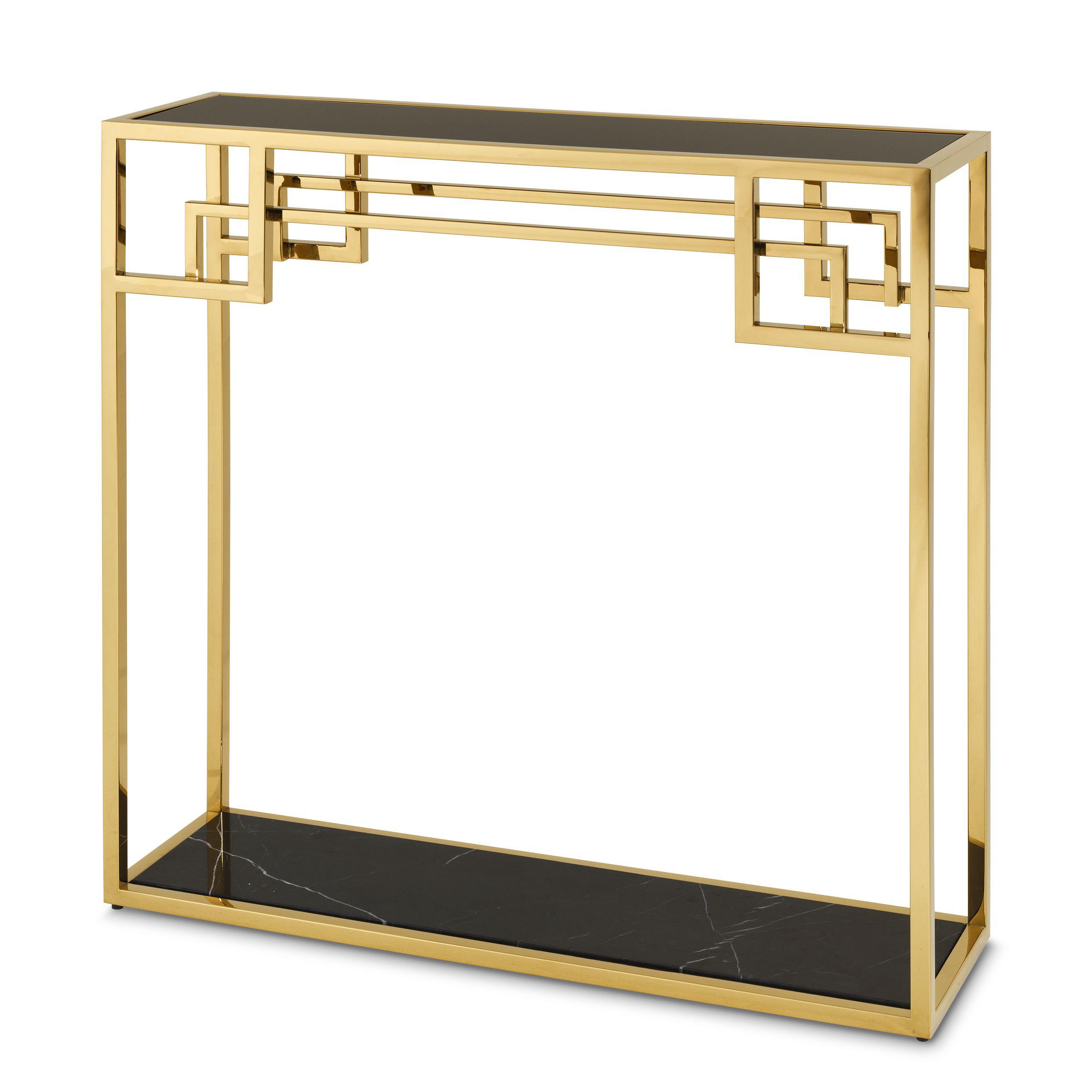 gold finish | black marble | black glass top