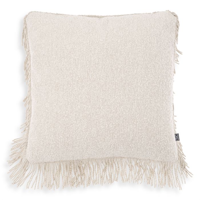 bouclé cream | cream fringe L square