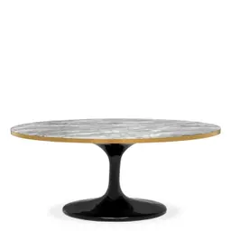 grey faux marble | brushed brass rim | black base