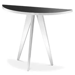 polished stainless steel | black glass