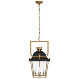 Matte Black and Antique-Burnished Brass Clear Glass