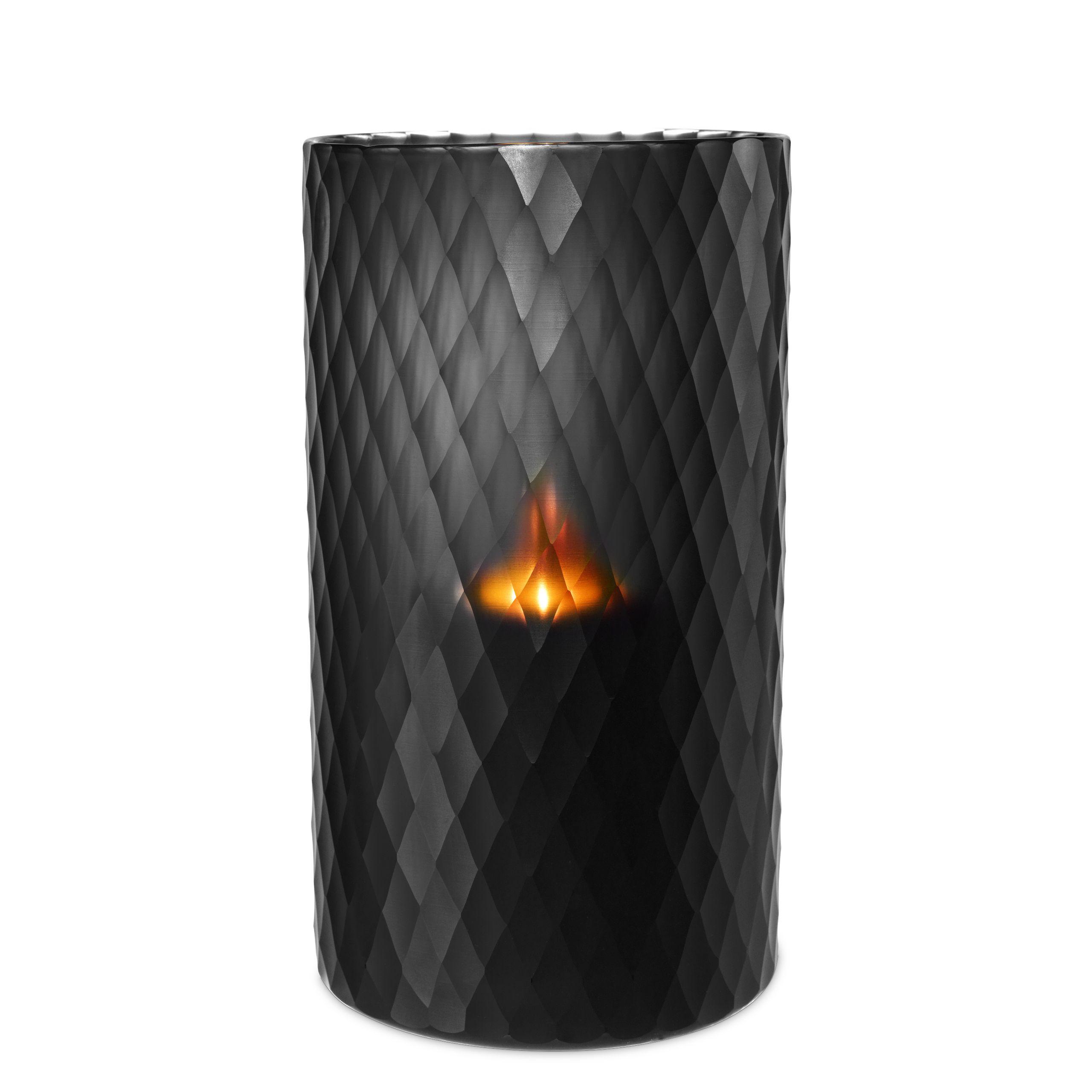 hand blown black glass | diamond cut L