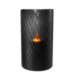 hand blown black glass | diamond cut L