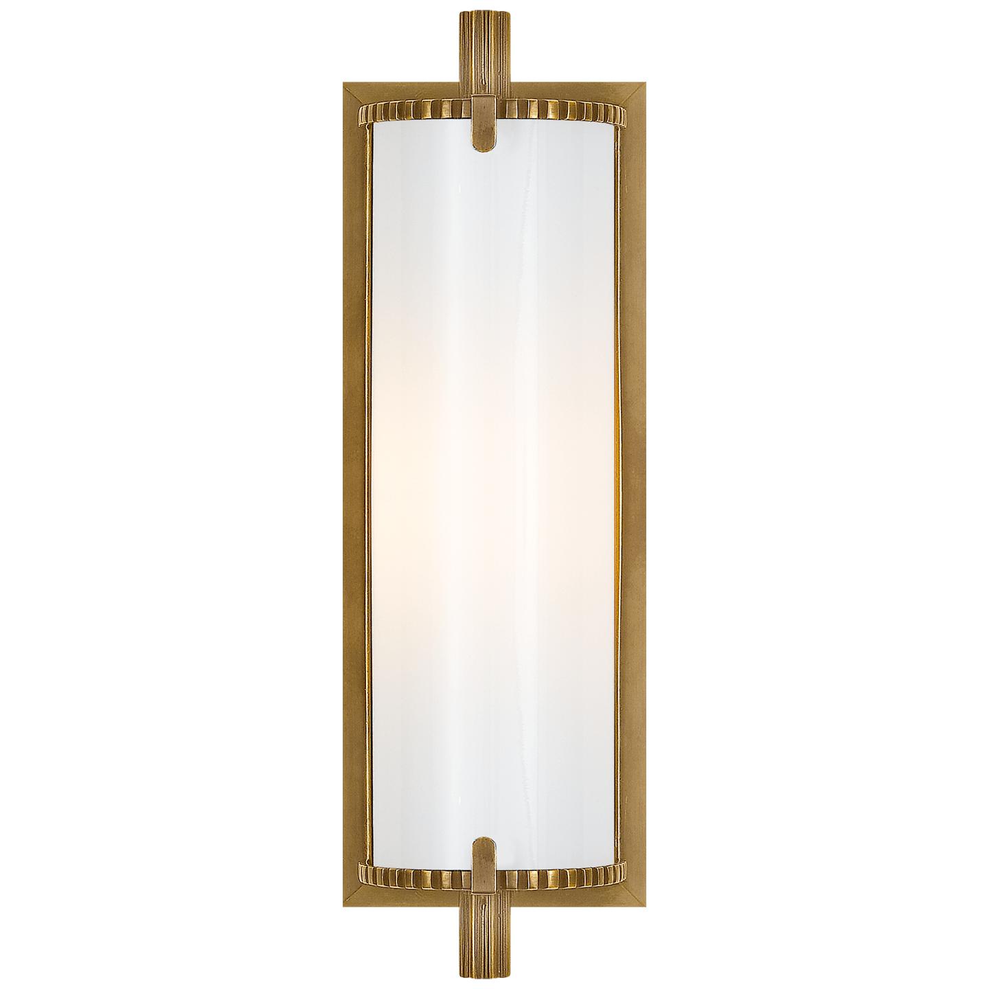 Hand-Rubbed Antique Brass White Glass