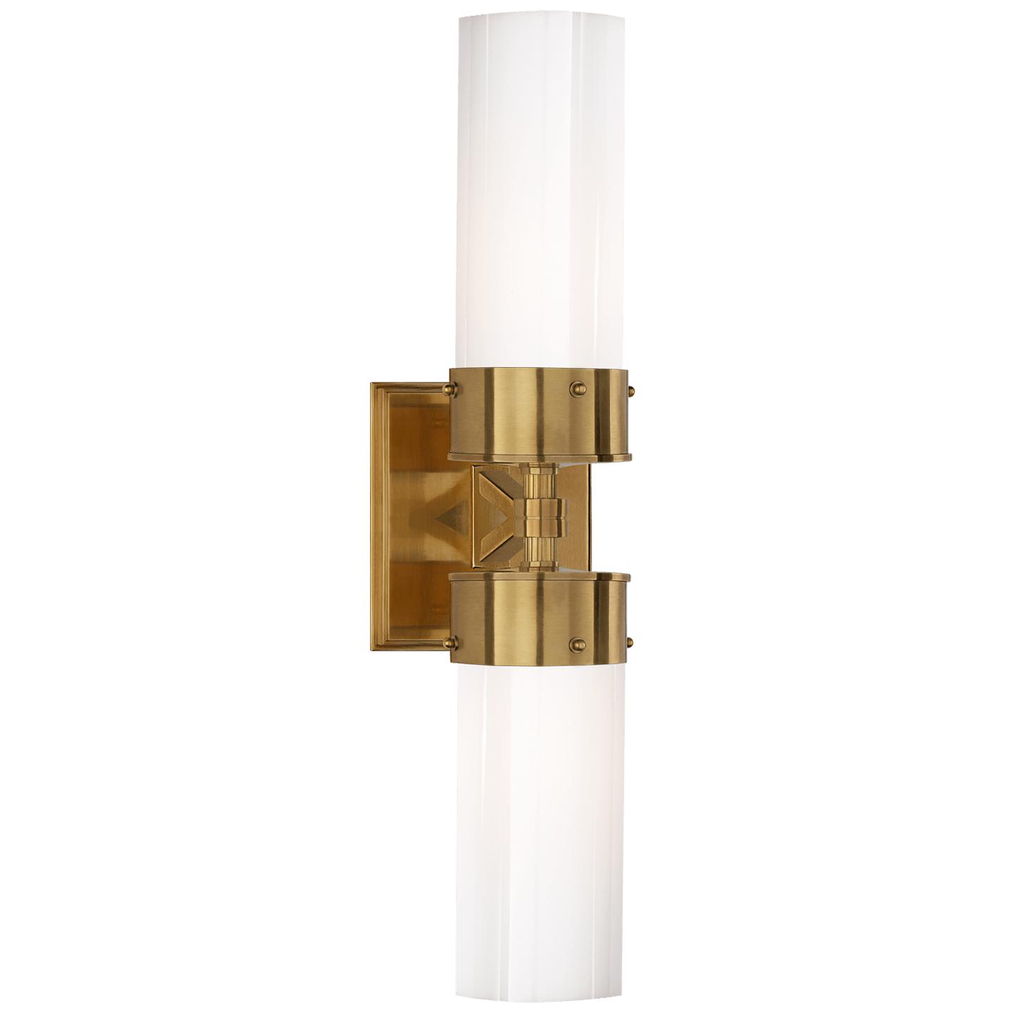 Hand-Rubbed Antique Brass White Glass