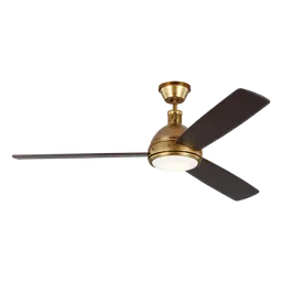 Hand-Rubbed Antique Brass Housing With Dark Mahogany Blades with Light Kit