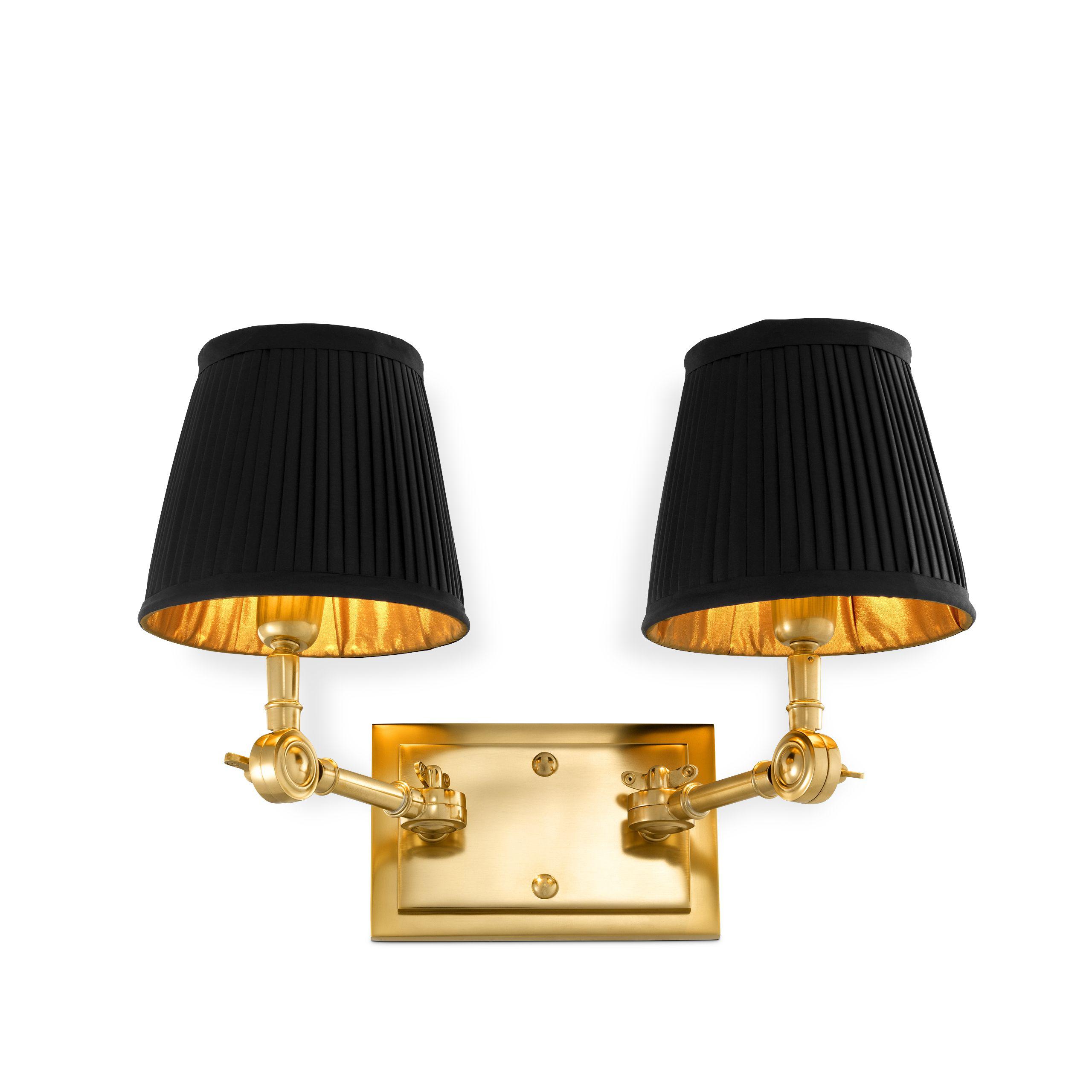gold finish pleated black shade