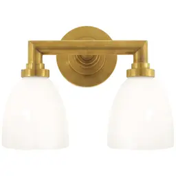 Hand-Rubbed Antique Brass White Glass