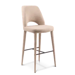 Beige Metal framewith upholstered legs and metal foot rest