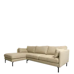 Beige Laminated woodNozag springsFoamand powder coated metal legs