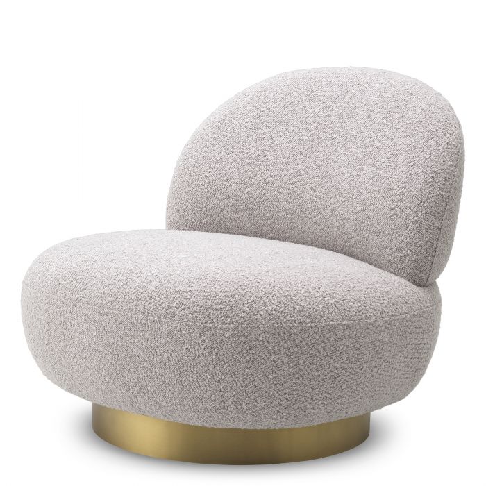bouclé grey | brushed brass finish swivel base