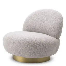 bouclé grey | brushed brass finish swivel base