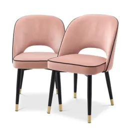 savona nude velvet | black faux leather piping | black & brass finish legs