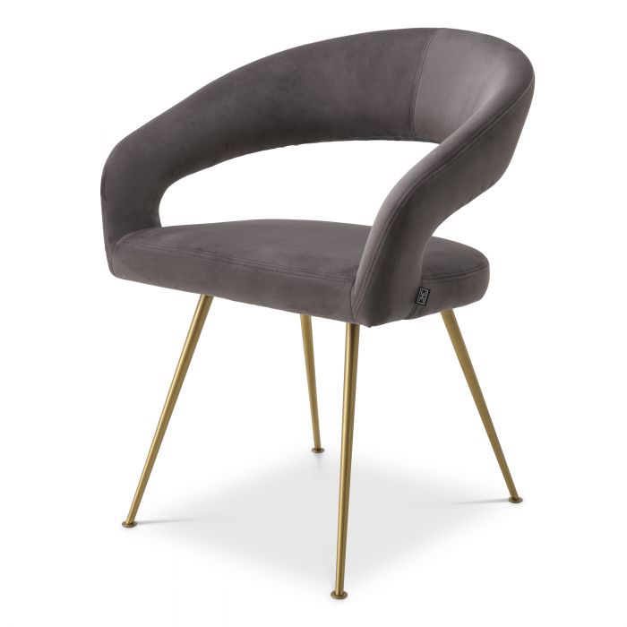 savona grey velvet | brushed brass finish legs