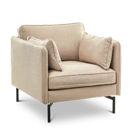 Beige Laminated woodNozag springsFoamand powder coated metal legs