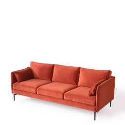 Rust red Laminated woodNozag springsFoamand powder coated metal legs