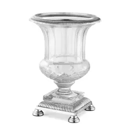 silver plated | hand blown clear glass