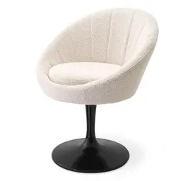 bouclé cream | black finish swivel base