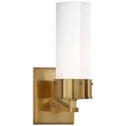 Hand-Rubbed Antique Brass White Glass