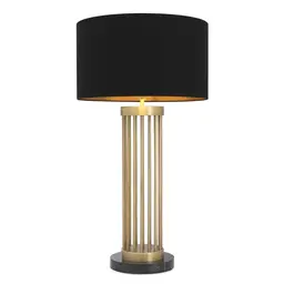 antique brass finish | black marble base black shade