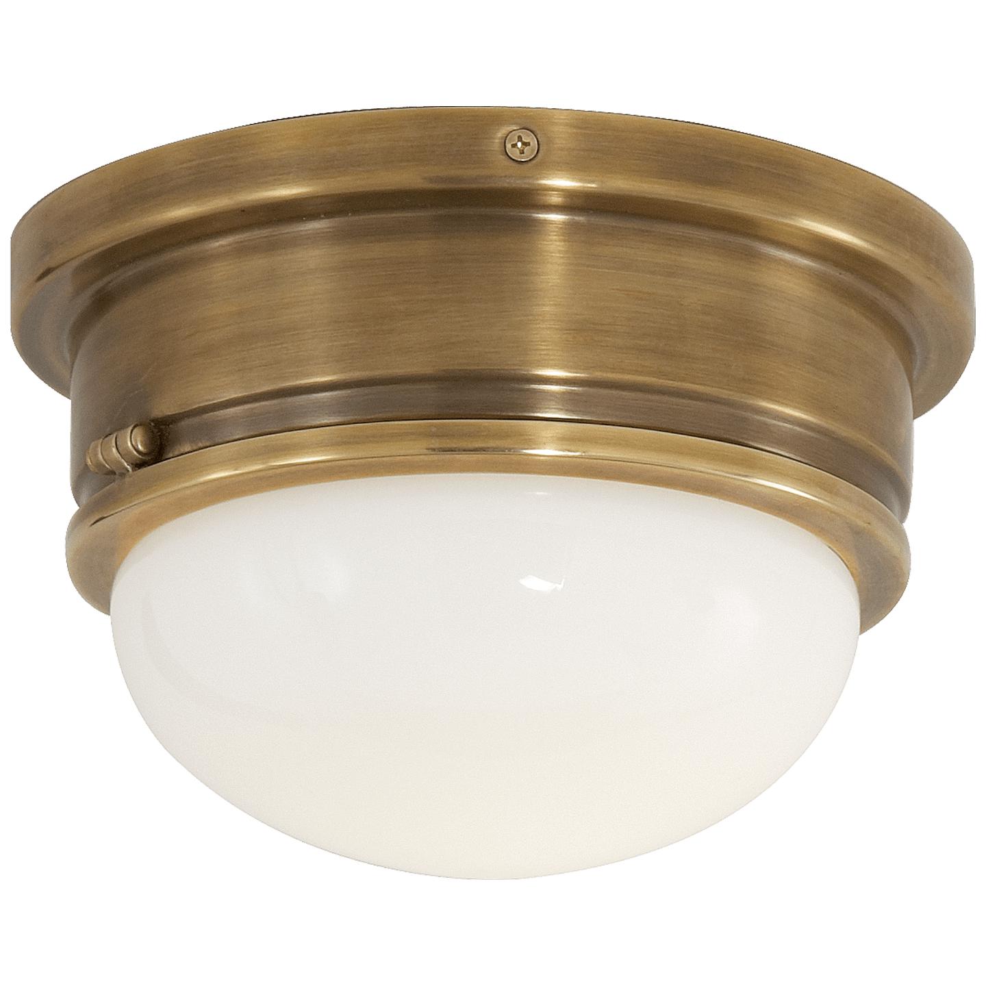 Hand-Rubbed Antique Brass White Glass