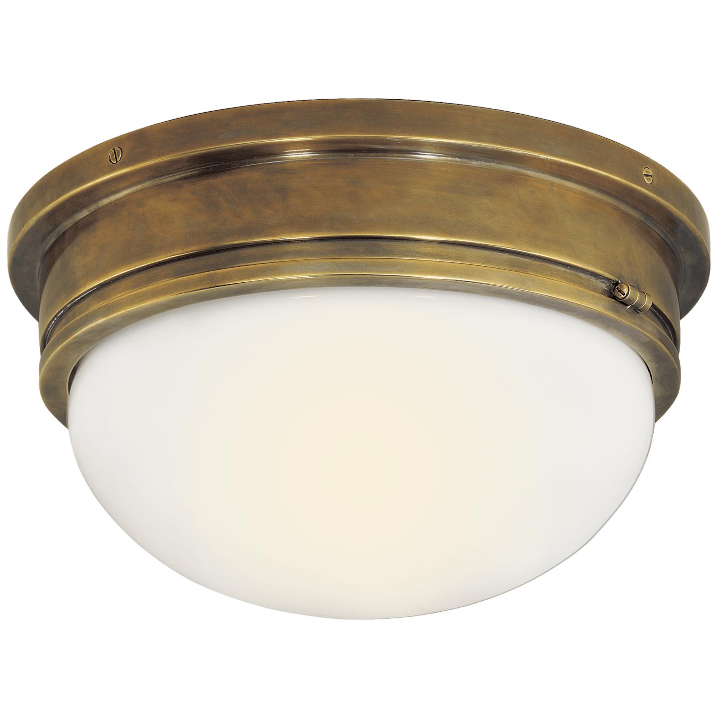 Hand-Rubbed Antique Brass White Glass