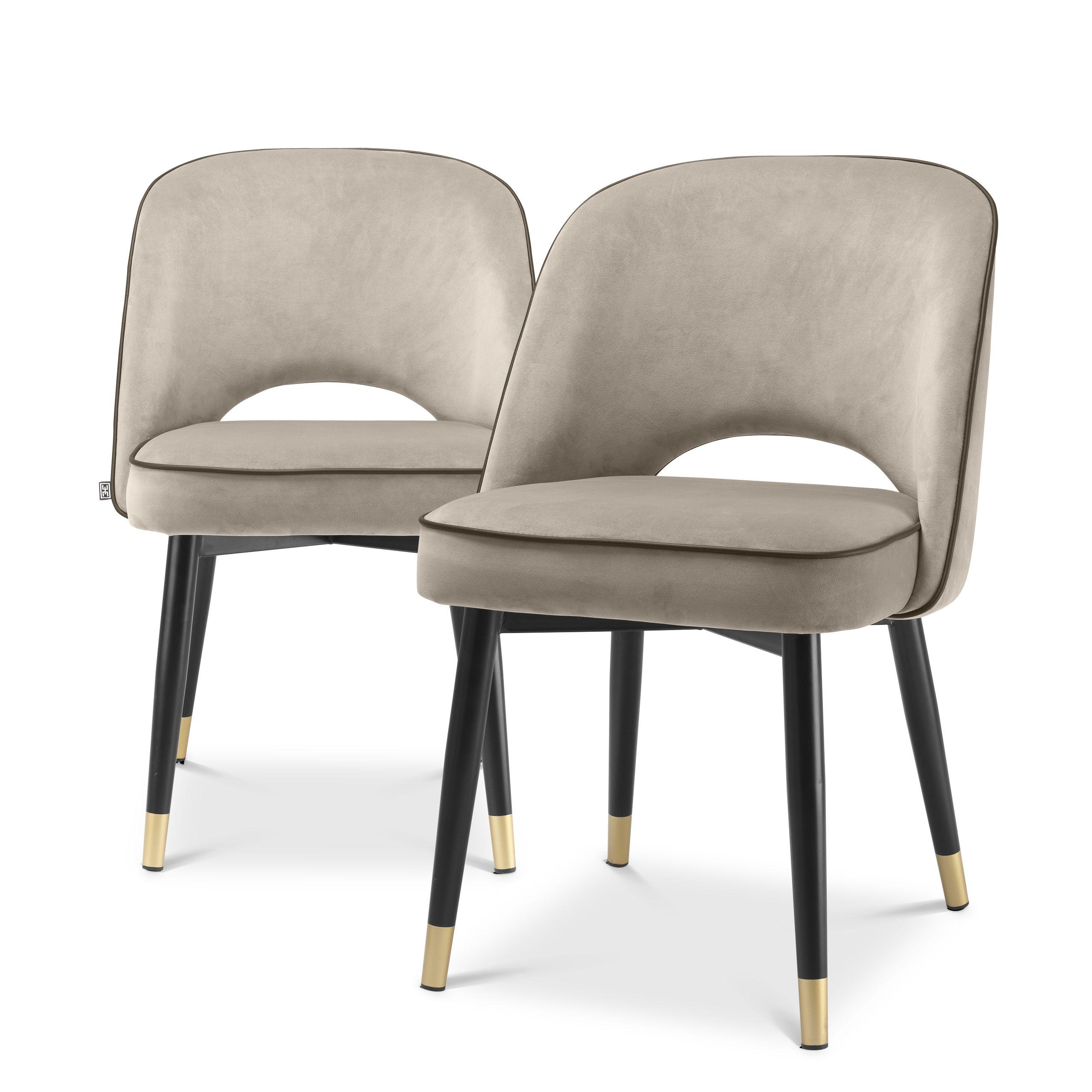 savona greige velvet | black faux leather piping | black & brass finish legs