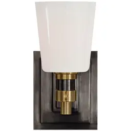 Bronze and Hand-Rubbed Antique Brass White Glass